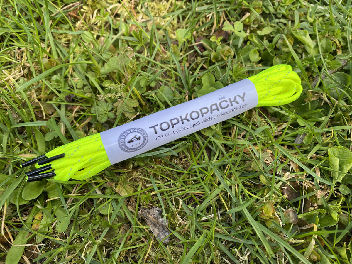 tkanicky-do-kopacek-zlute-reflexni Tkaničky do kopaček žluté s reflexní páskou